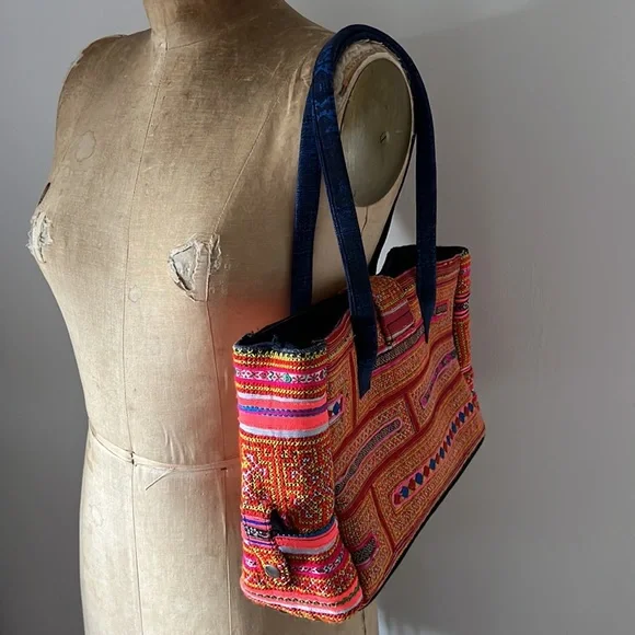 Kilim Moroccan Boho Aztec woven carpet rug bag - Picture 8 of 14